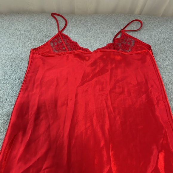 Vintage Y2K Silky Slip Dress Nightgown Small Red 90s Lace Sexy Grunge - Picture 7 of 9